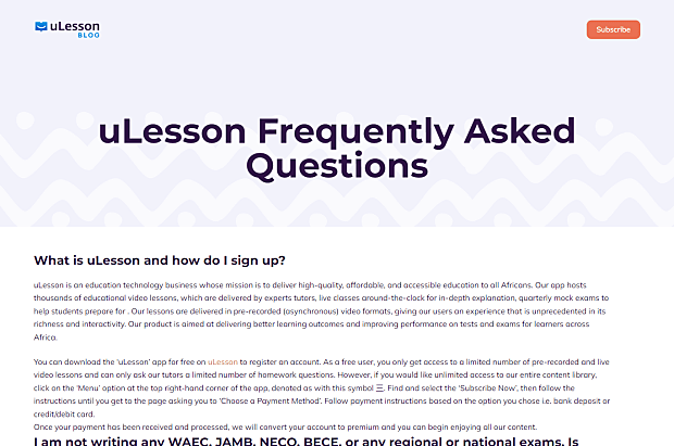 Ulesson-Frequently Asked (FAQ)