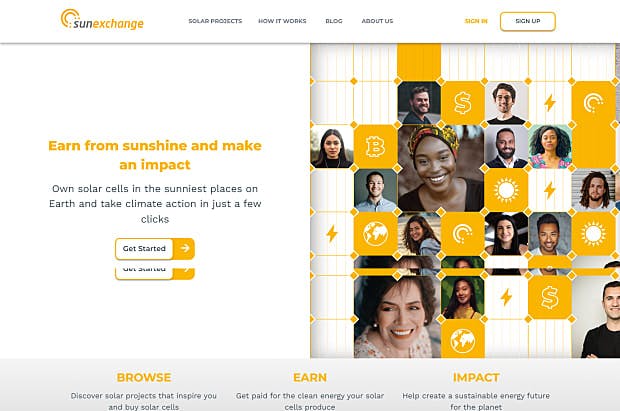 The sun exchange -Homepage & Landing page