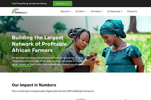 Thrive Agric-Homepage & Landing page