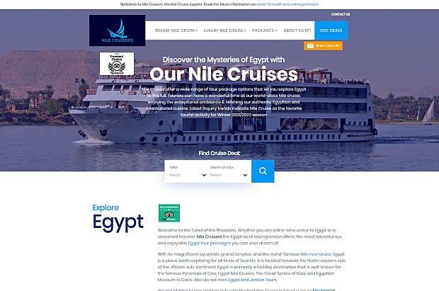Nile cruisers-Homepage & Landing page