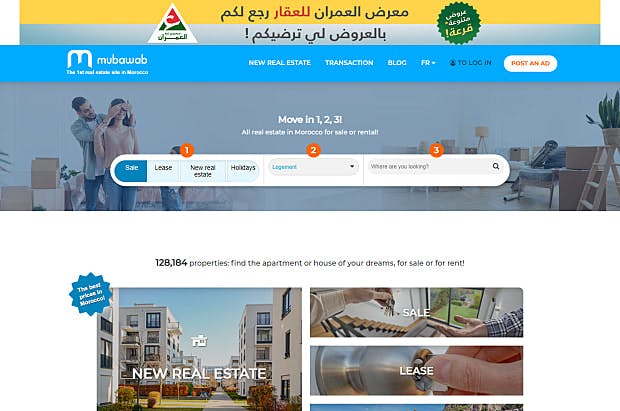 Mubawab-Homepage & Landing page