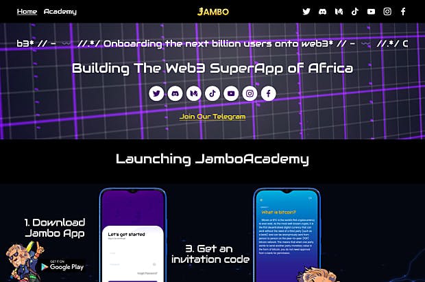 Jambo technology -Homepage & Landing page