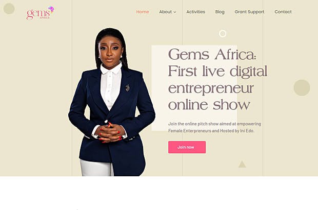 Gems Africa-Homepage & Landing page