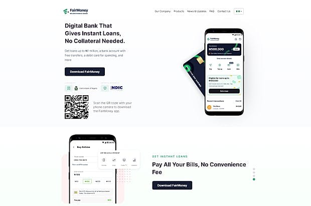 Fair money -Homepage & Landing page