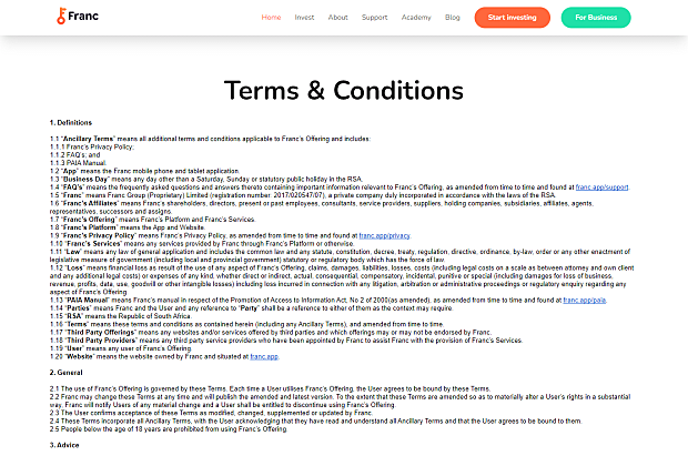 Franc-Terms and Conditions