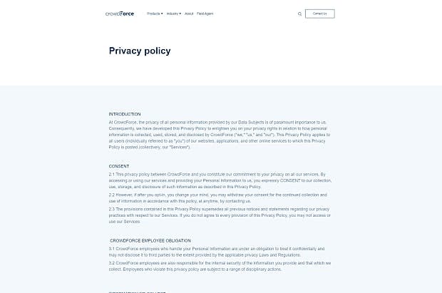 Crowd Force -Privacy Policy