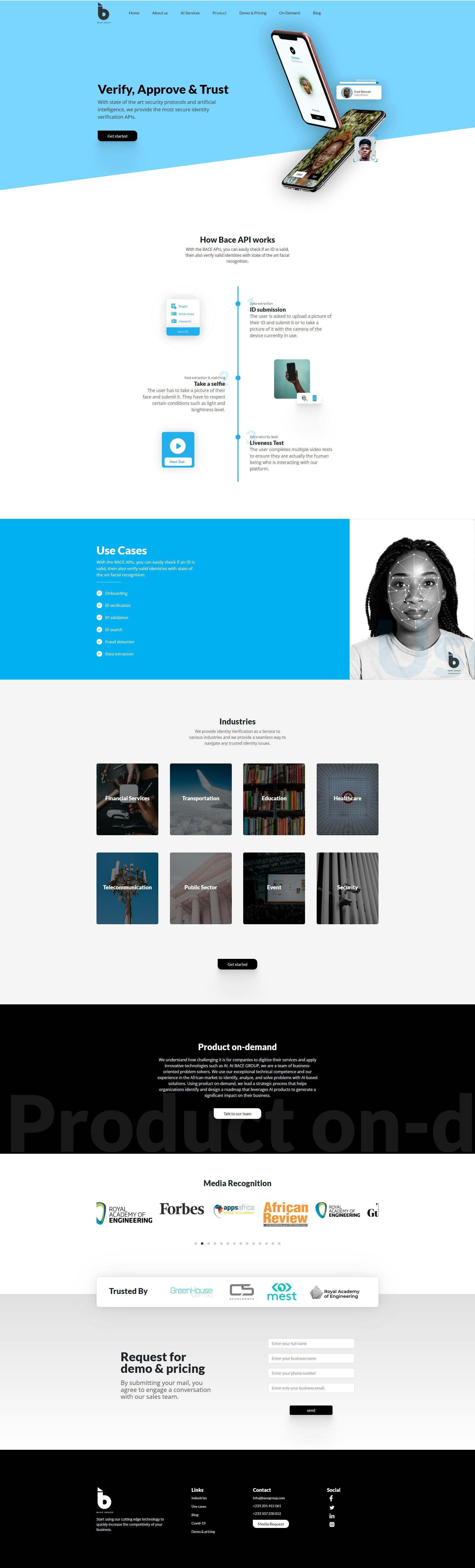 BACE -Homepage & Landing page