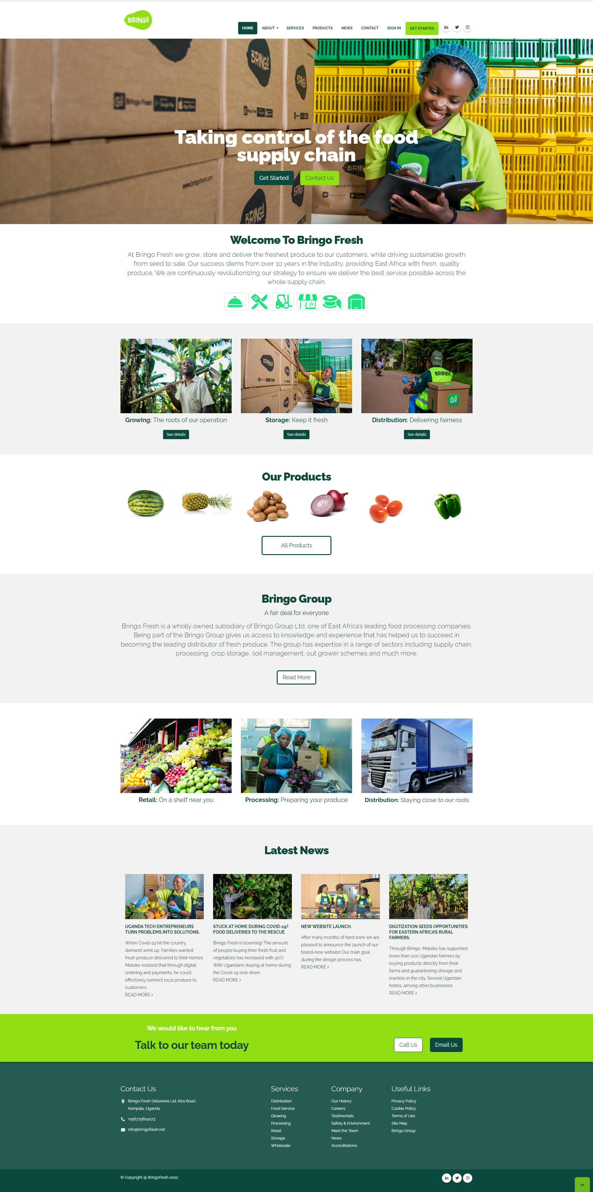 Bringo Fresh-Homepage & Landing page